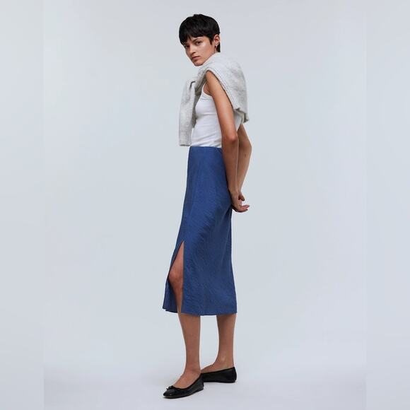 Madewell The Layton Midi Slip Blue Skirt Women’s size 16 - Picture 1 of 12